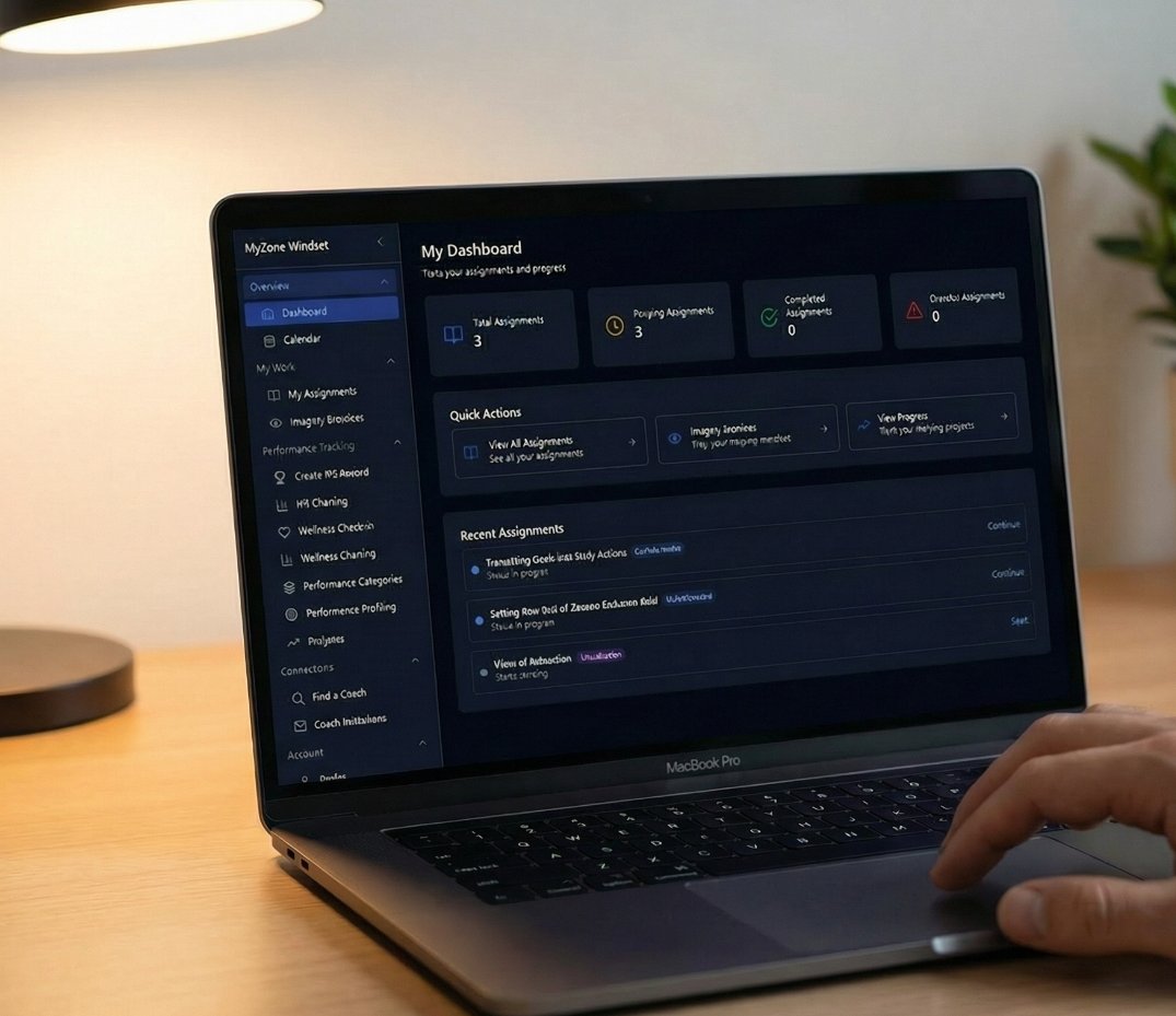 MZM MyZone Mindset dashboard on laptop